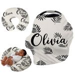 Custom Name Car Seat Canopy - Baby Car Seat Covers, Infant Stroller Cover, Black PatternCarseat Canopy Christmas Birthday Gifts for Girls and Boys