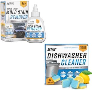 ACTIVE Dishwasher Cleaner and Mold Stain Remover - Includes 24ct Dishwasher Cleaning Tablets and 7oz Mold Stain Removal Gel