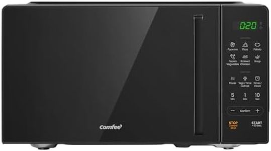 COMFEE' 20L Digital Microwave Oven, 700W Compact Countertop Microwave with Inverter, 6 Auto Menus, Multi-Stage Cooking, ECO Mode, Express Cook, Black - CMO-EM202NF(BK)