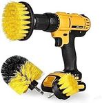 3 Piece Drill Brush Nylon Stiff bristles Cordless Drill Brush Heavy Duty Scrubbing - Bathroom Surfaces, Grout, Floor, Tub, Shower, Tile, Corners, Kitchen, Automotive, Grill - Fits Most Drills (Yellow)