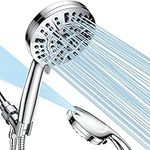 High Pressure Shower Combo with Handheld & Fixed Heads, 8 Settings + 2 Power Jets, 5" Detachable Showerhead with Hose & Bracket