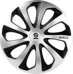 SPARCO SPC1673SVBK Sicilia Wheel Covers, Silver/Black, Set of 4, 16"