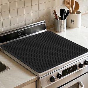 Stove Top Cover for Electric Stove,Heat-Resistant Induction Protector Covers for Stovetop,Food Grade Silicone Glass Cooktop Stove top Cover (Black, 28" x 20")