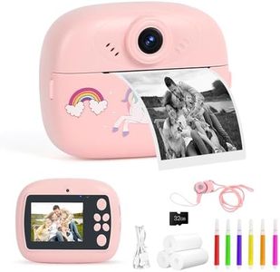 Sicilaien Kids Camera Instant Print, 48MP Kids Digital Camera Instant Camera for Kids with 3 Rolls Print Paper & 32G Card, 1080P Video Selfie Camera Toy for Boys Girls 3-12 Birthday Christmas, Pink