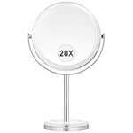 MIYADIVA 20X Magnifying makeup mirror,Double Sided 1X & 20X magnifying mirror with stand,Magnifying mirror 20x,Tabletop Magnified Vanity Mirror with 360°Rotation for Bathroom or Bedroom