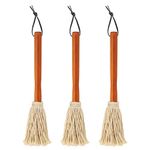 12" BBQ Sauce Basting Mops & Brushes for Roasting or Grilling, Apply Barbeque, Marinade or Glazing, Cotton Fiber Head and Hardwood Handle, Dish Mop Style, Perfect for Cooking or Cleaning - Pack of 3