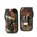 Reiko Wireless 6.38"X3.53"X0.62" Vertical Rugged Pouch with Buckle-Belt Clip for XXXL Size Phone with Cover - Camouflage