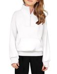 Arshiner Girls Half Zip Sweatshirt Fleece Quarter Zip Pullover Sweatshirts Fall Clothes for Teen Girl Girls 5t Sweatshirt White Sweatshirt