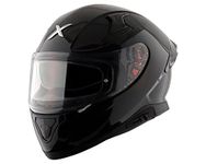 Axor Apex Solid ISI ECE DOT Certified Glossy Black Full Face Dual Visor Helmet for Men and Women with Pinlock Fitted Outer Clear Visor and Inner Smoke Sun Visor Black(L)