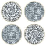 SARAL HOME EASY LIVING Jute and Cotton Printed Round Table Mat (Grey, 38x38 Cms) -Pack of 4