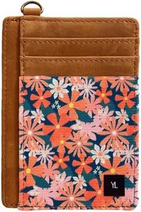YLUEAWP Women's Card Holder Wallet RFID Blocking - Slim Minimalist Genuine Leather Credit Card Case with ID Window - Small Front Pocket Organizer for Ladies
