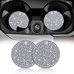 SAVITA 2pcs 7cm/ 2.75Inch Bling Car Coasters, Car Cup Holder Coaster Glitter Car Coaster Cup Mats Crystal Car Accessories for Ladies and Girls