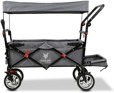 FUXLIFE Bollerwagen FX-CT800 Komfort faltbar - Grau • Kinder Transportwagen mit Sonnendach • gepolsterte Innenraumverlängerung • robuste Räder • kompakt klappbarer Handwagen