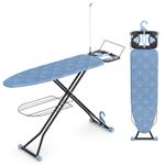 APEXCHASER Ironing Board 13x43, Iron Board with Bottom Storage Tray, Heat & Scorch Resistant Fabric, Cord Holder, Ironing Boards with Iron Rest, 7 Adjustable Heights, Heavy Duty Blue