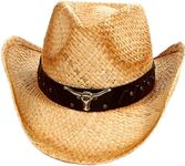 Simplicity Cowboy Hat for Women Western Straw Cowboy Cowgirl Hats for Women Western Cowboy Hats for Men Button Band Beige