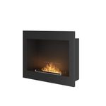 Bioethanol built-in corner fireplace with protective glass including semi-matt black stainless steel frame (60 cm left)