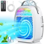 Portable Air Conditioners Fan,JYew Evaporative Mini Room Air Conditioners,Portable AC Unit Air Cooler with 4 in 1 Humidifier Fan Conditioner RGB Light, 3 Speed AC Portable for Room Office Desk Car