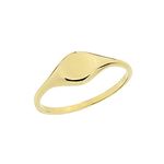 14K Real Solid Gold Oval Signet Ring for Women | Gold Stacking Ring | Gift for Her