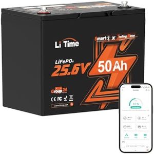 Litime 24V 50Ah TM Bluetooth Low-Temp Protection LiFePO4 Battery Buit in 50A BMS, Group 24 Deep Cycle Lithium Iron Phosphate Battery Perfect for Trolling Motors,Yacht, Marine, Boat, RV,Fishing Finder