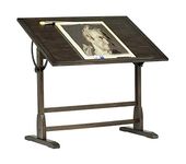 Studio Designs Vintage Drawing/Drafting Table with Pencil Ledge - 42" W x 30" D - Distressed Black - Adjustable Tilting Top