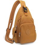 QEWORANE Sling Bag Backpack Small Crossbody Backpack Shoulder Bag Travel Hiking Casual Daypack for Men Women (Brown)