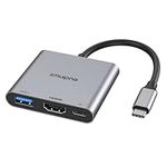 USB C to HDMI Adapter, USB-C Hub 3 in 1 Multiport Mac Dongle with 4K HDMI, 1 USB 3.0 Port, 60W PD Charge Dock for MacBook Pro/Air, Dell, Surface Go, HP and More Type C Laptops