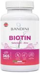 Bandini® Biotin Hair Growth Supplement | 365 vegan Tablets High Strength - 1 Year Supply | Biotin, Selenium & Zinc Complex | Healthy Skin & Nails for Women & Men | Non-GMO ( Not Gummies )