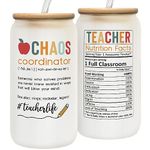Teacher Gifts for Women - Teacher Appreciation Gifts for Women - Teacher Appreciation Week, Teacher Birthday Christmas Gifts - Chaos Coordinator Gifts - Thank you Gifts for Women Teachers - Can Glass