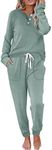 WIHOLL Two Piece Outfits for Women Fall Sweatsuits Track Suits for Women Set Jogging Suits Green XL