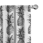 Ambesonne Pineapple Window Curtains, Hand Drawn Tropical Theme Vintage Style Pineapple Fruit Pattern, Lightweight Decor 2-Panel Set with Rod Pocket, Pair of - 28" x 84", Black Gray