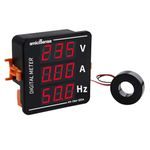 amiciSense Ac Voltmeter Ammeter, 3 In 1 Digital Meter 120A 50~500V Voltage Tester With Frequency And Current Test, Black