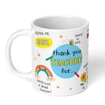 Akipi Thank You Teacher Mug, Best Teacher Gift, Teacher Mug, Helping Me To Grow Ceramic Mug 11Oz Designer Coffee/Tea Cup Arm570, 325 Milliliter - 325 Ml