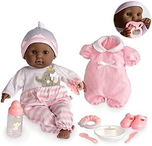 JC Toys 15" Realistic Soft Body African American Baby Doll with Open/Close Eyes Berenguer Boutique | 10 Piece Gift Set with Bottle, Rattle, Pacifier & Accessories | Pink | Ages 2+