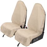 Leader Accessories 2pcs Beige Waterproof Towel Auto Car Seat Cover Protector Machine Washable - Fit Yoga Running Crossfit Athletes Beach Swimming Outdoor Sports