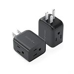 TROND 2 Pack Multi Plug Outlet Extender, Wall Outlet Splitter with 3 Way Plug, 3-Sided Multiple Electrical Expander, Mini Travel Adapter Spaced for Cruise Ship Essentials Home Office Accessories