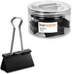 kwmobile Set of Binder Clips (50 Pack) - Medium Paper Clamps Foldback Clips for Office Stationary, Printer Paper - 32mm Size (Black)