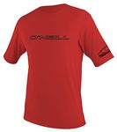 O'Neill Wetsuits UV Sun Protection Mens Basic Skins Tee Sun Shirt Rash Guard, Red, Medium