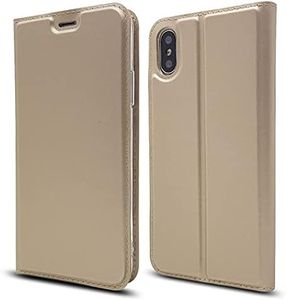 Cavor for iPhone X, iPhone Xs Case (5.8"),PU Leather Cover Folio Flip Slim Ultra Thin Wallet Magnetic Case Stand Card Slot Holder with Kickstand Phone Cover Case- Champagne Gold