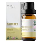 xencare Lemon USDA Organic Essential Oil | 100% Pure Natural Undiluted | Vegan Non-GMO Cruelty-Free | Premium Aromatherapy for Diffusers Baths & Topical Use (0.33 fl oz, 10ml)