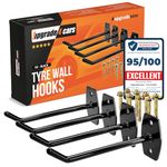 Upgrade4cars Tyre Wall Hooks for 4 Rims | Car Tire Holder Set with Screws | Tyres Storage Hanger Rack