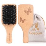 Hair Brush, Sosoon Portable Small Boar Bristle Paddle Hairbrush for Long Thick Curly Wavy Dry or Damaged Hair, Reducing Hair Breakage and Frizzy No More Tangle, 1 Pack