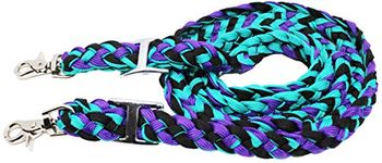 PRORIDER Horse Roping Knotted Tack Western Barrel Reins Nylon Braided Turquoise 607321