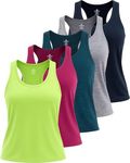 5 Pack: Womens Plus Size Quick Dry Fit Ladies Tops Blouse Tee Athletic Yoga Workout Running Gym Active Tees Exercise Women Racerback Sleeveless Flowy Fitness Loose Fit Tank Top Just My- Set 12, 1X
