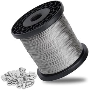 1/16" Wire Rope, 304 Stainless Steel Cable with Crimping Sleeves, 7x7 Strand Core,1/16 Stainless Steel Cable for Outdoor, Yard, Garden or Crafts (800FT)