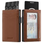 VULKIT Slim Credit Card Holder RFID Blocking Card Wallet for Men Automatic Pop Up Business Card Case for Cards & Notes with Magnetic Closure