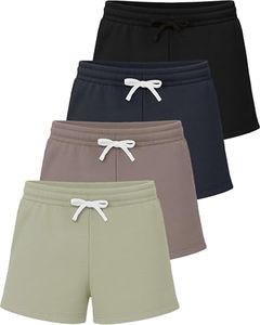 Real Essentials 3 Pack: Girls Fleece Shorts – Ultra Soft Pull On Lounge & Sport Shorts for School, Play & Everyday Comfort- Set 4, XL