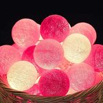 Fairy Lights LED String Lights Plug in Indoor - 3.8M 20 Pcs Cotton Ball String Lights White Xmas Fairy Lights Starry Wall Light Wedding Party Home Christmas Decoration