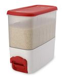 SignoraWare Rice Dispenser Containers | Large Grains Storage with Lid and Collection Tray | Moisture Proof | Touch Free Rice withdrawal | Food Grade Bpa Free (10Kg | Red) (Plastic)