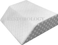 Restorology Leg Elevation Wedge Pillow, Helps Sleeping, Resting, Reading, Blood Circulation, Post Surgery Back Hip Neck Knee Pain, Removable Zip Cover (Grey with White Dot, 60 X 50 X 15 CM)