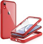 JETech Case for iPhone XR 6.1-Inch with Built-in Anti-Scratch Screen Protector, 360 Degree Full Body Rugged Phone Cover Clear-Back (Red)